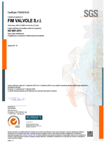 certificato ISO 9001 2015